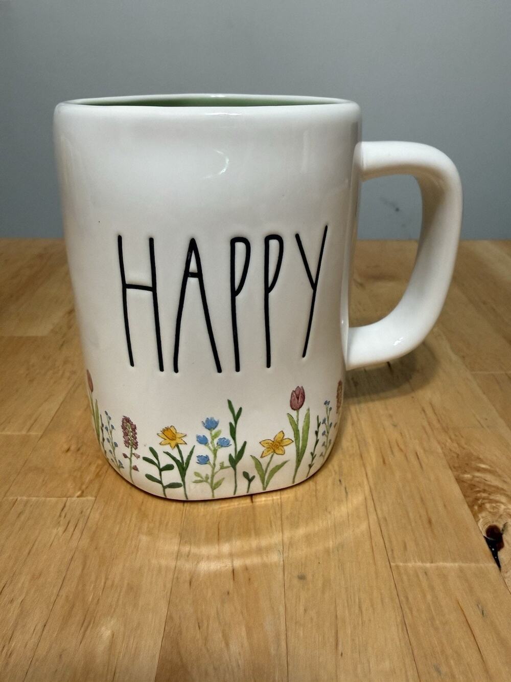NEW RAE DUNN SPRING SUMMER FLOWERS COFFEE MUG “HAPPY”